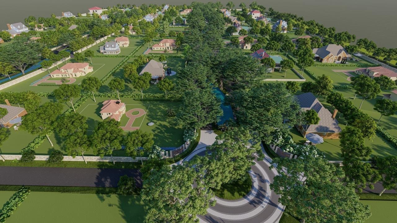 Low-density managed farm estates around the lakes at Twin Lakes, Naugaon